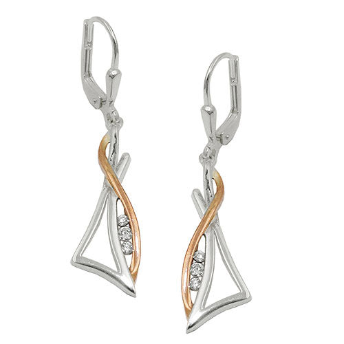 Ohrringe Brisur bicolor rosevergoldet Zirkonia Silber 925