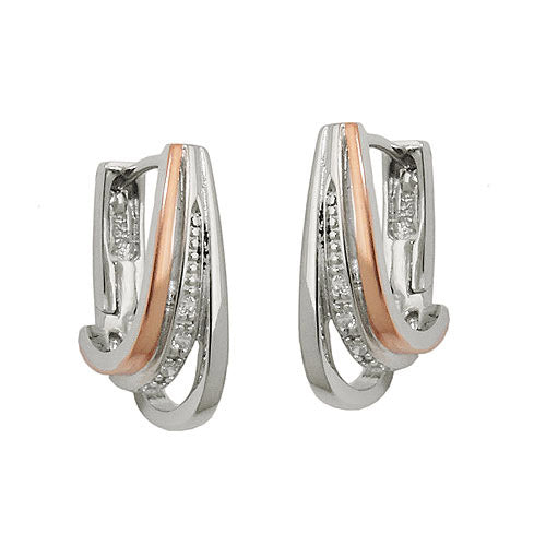 Creolen Zirkonia weiß bicolor rotvergoldet rhodiniert Silber 925