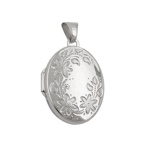 Anhänger Medaillon Blumenranke oval Silber 925