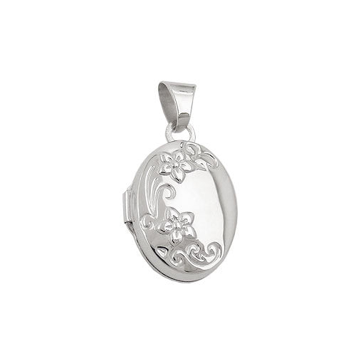 Anhänger Medaillon Blumenranke oval Silber 925