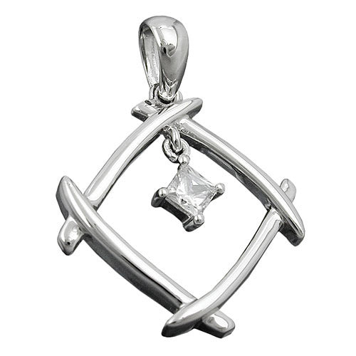 Anhänger Viereck Zirkonia Silber 925