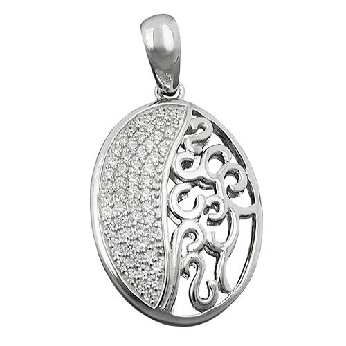 Anhänger oval mit Zirkonia Silber 925