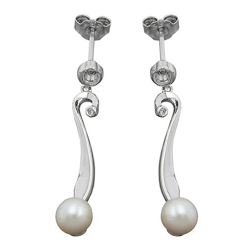Ohrstecker Perle und Zirkonia Silber 925