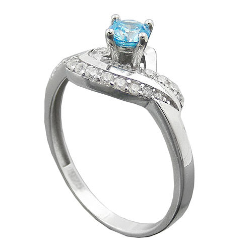 Ring Zirkonia aqua/weiß Silber 925
