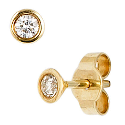 Ohrstecker rund 585 Gold Gelbgold 2 Diamanten Brillanten 0 10ct. Ohrringe