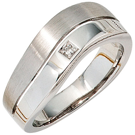 Damen Ring 585 Gold Weißgold 1 Diamant 0 01ct. Weißgoldring Diamantring