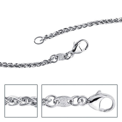 Zopfkette 585 Weißgold 1 8 mm 42 cm Gold Kette Halskette Weißgoldkette Karabiner