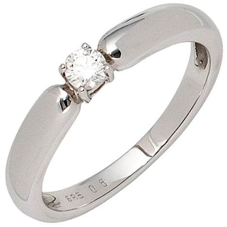 Damen Ring 585 Gold Weißgold 1 Diamant Brillant 0 16ct. Diamantring Weißgoldring