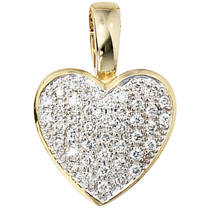 Anhänger Herz 585 Gold Gelbgold 42 Diamanten Brillanten 0 25ct. Herzanhänger