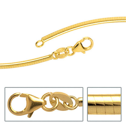 Halsreif 333 Gelbgold 2 mm 42 cm Gold Kette Halskette Goldhalsreif Karabiner
