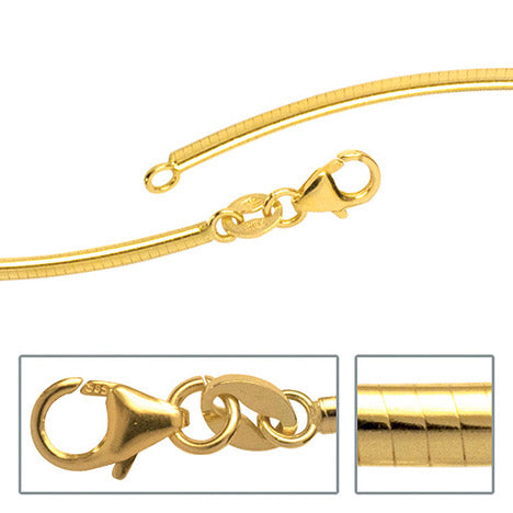 Halsreif 585 Gelbgold 2 mm 42 cm Gold Kette Halskette Goldhalsreif Karabiner
