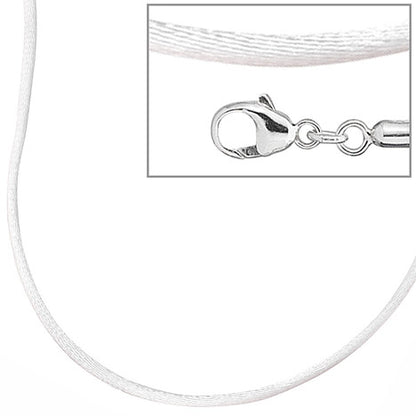 Collier Halskette Seide weiss 42 cm Verschluss 925 Silber Kette