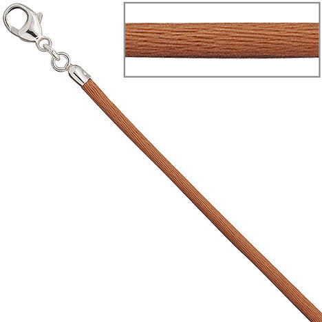 Collier Halskette Seide kupfer 2 8 mm 42 cm Verschluss 925 Silber Kette