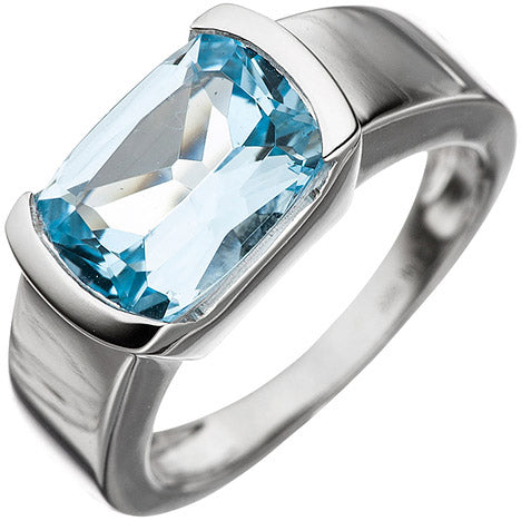 Damen Ring 585 Gold Weißgold 1 Blautopas hellblau blau Goldring