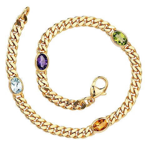 Armband 585 Gold Gelbgold 19 cm Amethyst Aquamarin Citrin Peridot Goldarmband