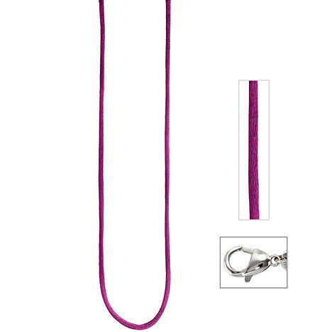 Collier Halskette Seide pflaume 42 cm Verschluss 925 Silber Kette