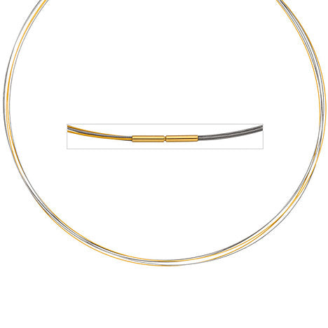 Halsreif 5-reihig bicolor vergoldet 42 cm Halskette Kette Silberkette Statement