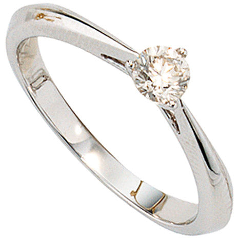 Damen Ring 585 Gold Weißgold 1 Diamant Brillant 0 25ct. Diamantring Weißgoldring