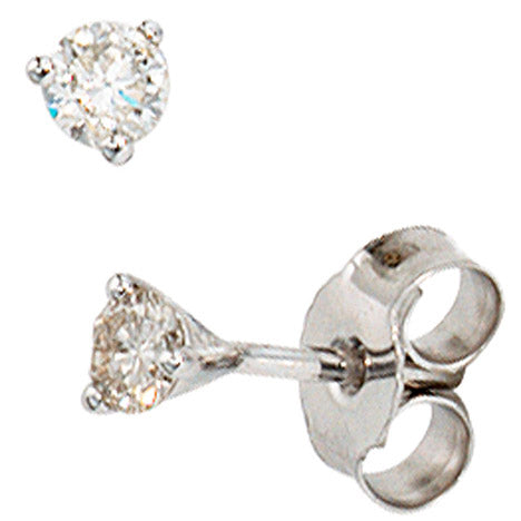 Ohrstecker rund 585 Gold Weißgold 2 Diamanten Brillanten 0 25ct. Ohrringe