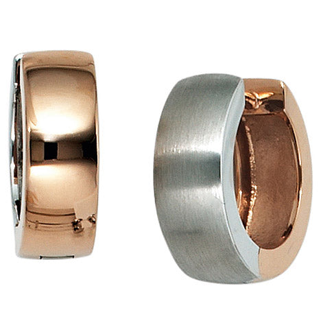 Creolen rund 585 Gold Weißgold Rotgold bicolor mattiert Ohrringe Goldcreolen