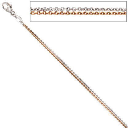 Halskette Kette 585 Gold Rotgold Weißgold bicolor 42 cm Goldkette Karabiner