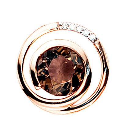 Anhänger 585 Gold Rotgold 5 Diamanten Brillanten 0 035ct. 1 Rauchquarz braun
