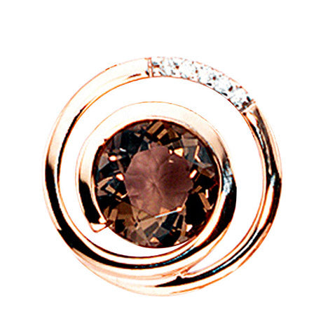 Anhänger 585 Gold Rotgold 5 Diamanten Brillanten 0 035ct. 1 Rauchquarz braun