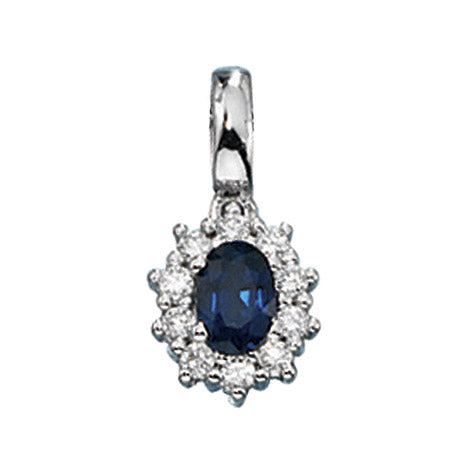 Anhänger 585 Gold Weißgold 10 Diamanten Brillanten 1 blauer Safir Goldanhänger