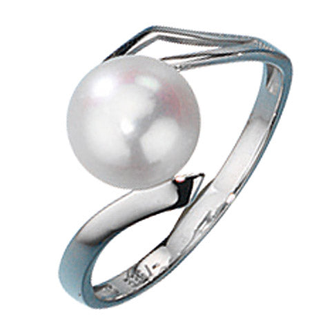 Damen Ring 333 Gold Weißgold 1 Süßwasser Perle Goldring Perlenring