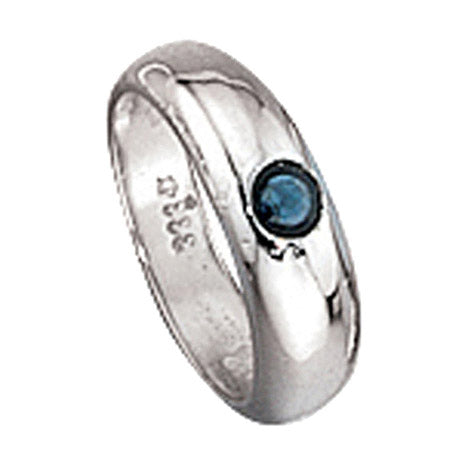 Kinder Taufring 333 Gold Weißgold 1 blauer Safir Taufanhänger