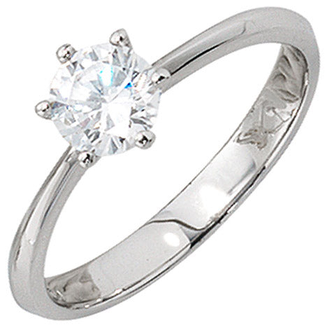 Damen Ring 925 Sterling Silber rhodiniert 1 Zirkonia Silberring