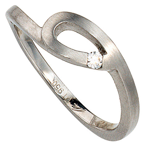 Damen Ring 950 Platin matt 1 Diamant Brillant 0 04ct. Platinring