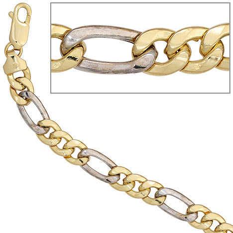 Figaroarmband 333 Gold Gelbgold Weißgold bicolor 19 cm Armband Karabiner