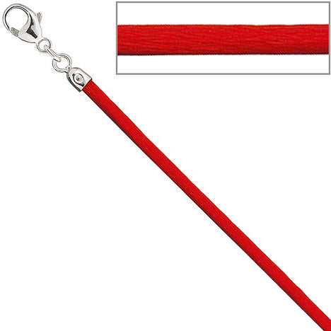 Collier Halskette Seide rot 2 8 mm 42 cm Verschluss 925 Silber Kette