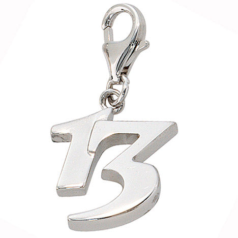 Einhänger Charm 13 Dreizehn 925 Sterling Silber rhodiniert