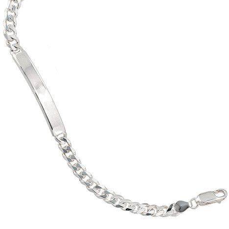Schildband 925 Sterling Silber 19 cm Gravur ID Armband Karabiner