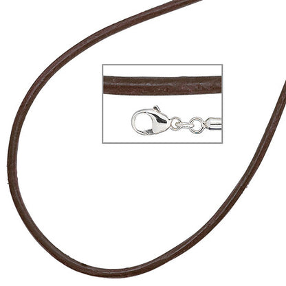 Collier Halskette Leder braun 925 Silber 42 cm Lederkette Karabiner