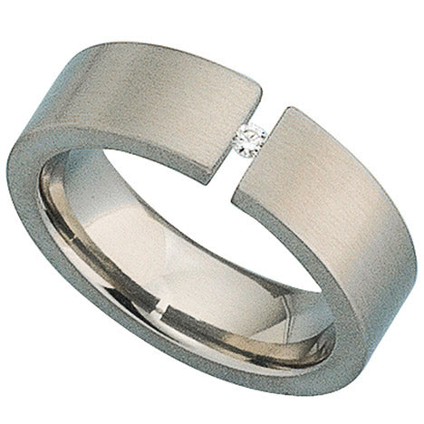 Damen Ring Titan mattiert 1 Diamant Brillant 0 03ct.