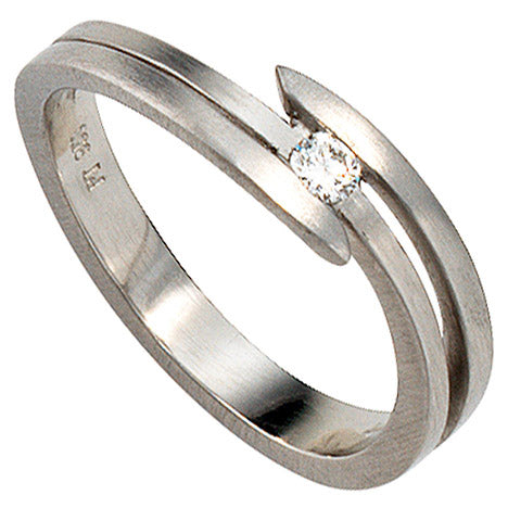 Damen Ring 950 Platin matt 1 Diamant Brillant 0 09ct. Platinring