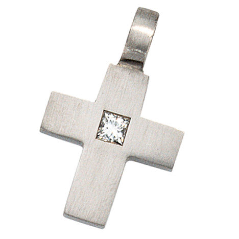 Anhänger Kreuz 950 Platin 1 Diamant 0 06ct. Kreuzanhänger Platinkreuz