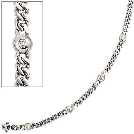 Armband 585 Gold Weißgold 6 Diamanten Brillanten 0 30ct. 19 cm Weißgoldarmband