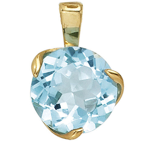 Anhänger 585 Gold Gelbgold 1 Blautopas hellblau Goldanhänger