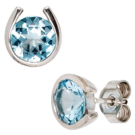 Ohrstecker 585 Gold Weißgold 2 Blautopase hellblau blau Ohrringe Goldohrstecker