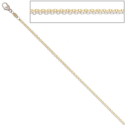 Ankerkette 2-reihig 585 Gelbgold Weißgold 45 cm Gold Kette Weißgoldkette