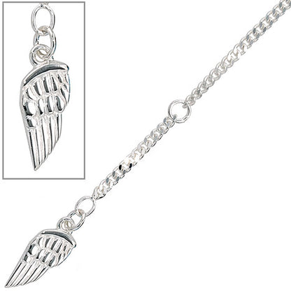 Fußkettchen Fußkette Flügel 925 Sterling Silber rhodiniert Federring