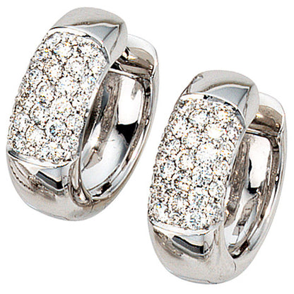 Creolen rund 585 Gold Weißgold 54 Diamanten Brillanten Ohrringe Weißgoldcreolen