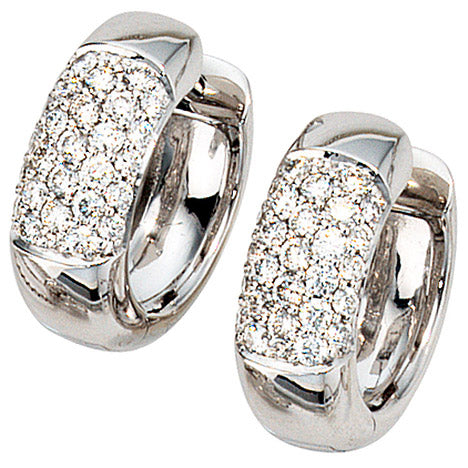 Creolen rund 585 Gold Weißgold 54 Diamanten Brillanten Ohrringe Weißgoldcreolen