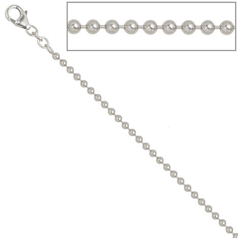 Kugelkette 925 Silber 2 5 mm 45 cm Halskette Kette Silberkette Karabiner