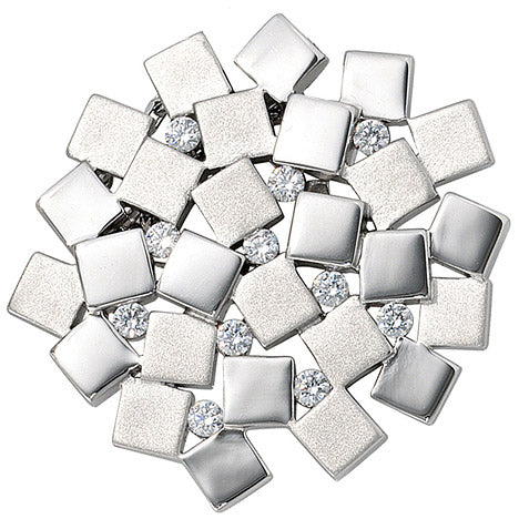 Anhänger 925 Sterling Silber rhodiniert mattiert 11 Zirkonia