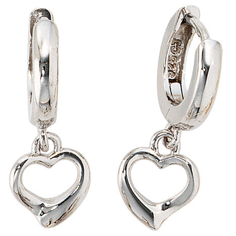 Kinder Creolen Herz 925 Sterling Silber rhodiniert Ohrringe Kinderohrringe